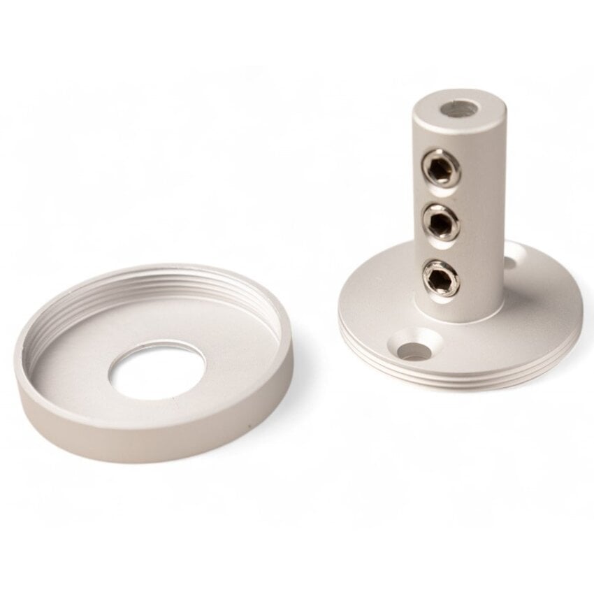 Wall mount for steel cable with triple Allen screw clamp