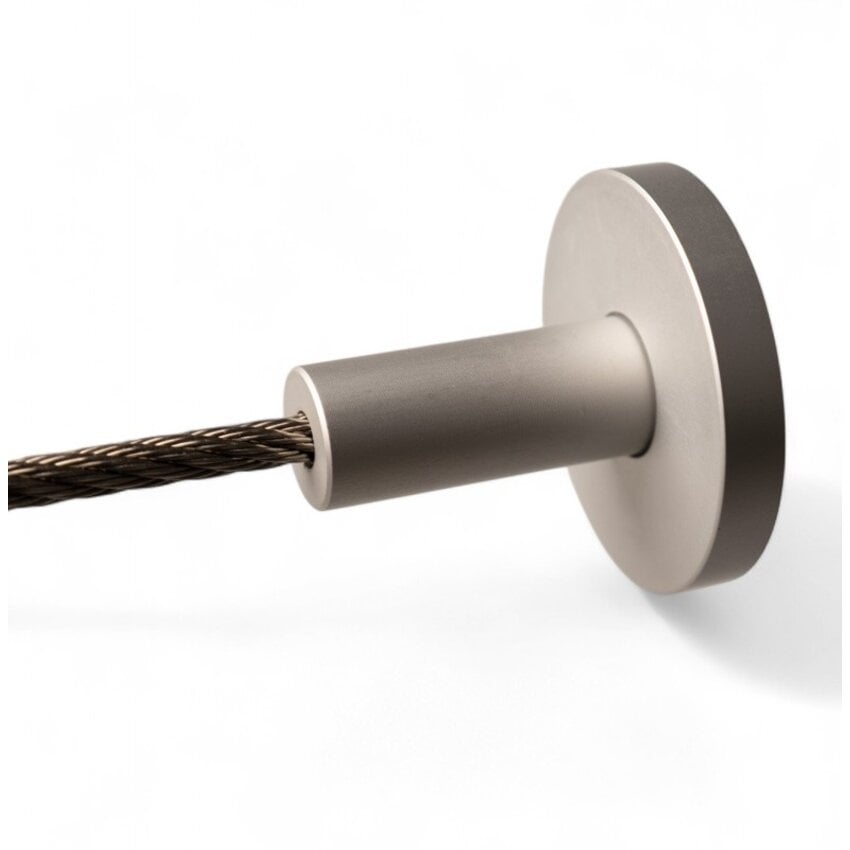 Wall mount for steel cable with triple Allen screw clamp