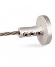 Wall mount for steel cable with triple Allen screw clamp