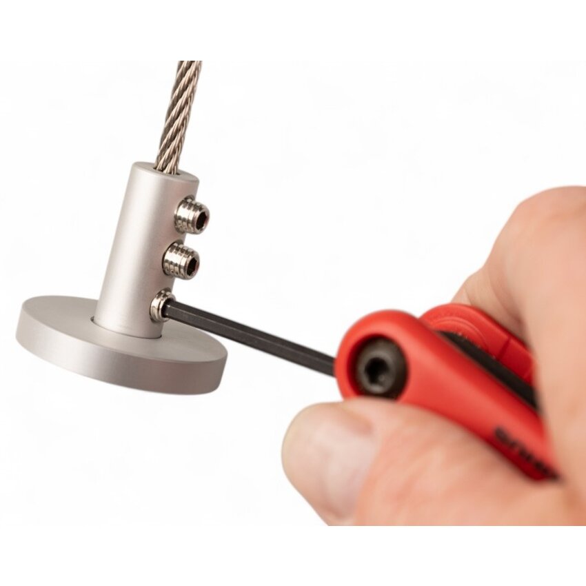 Wandhalterung für Stahlseil mit dreifacher Innensechskantschraubklemme