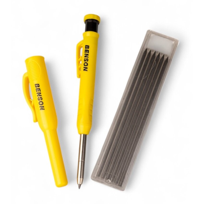 Construction pencil or carpenter's pencil with refill in 2B and Yellow - Refillable
