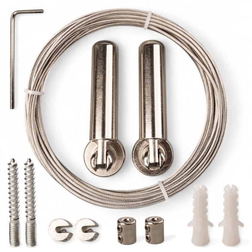 Steel cable curtain suspension system