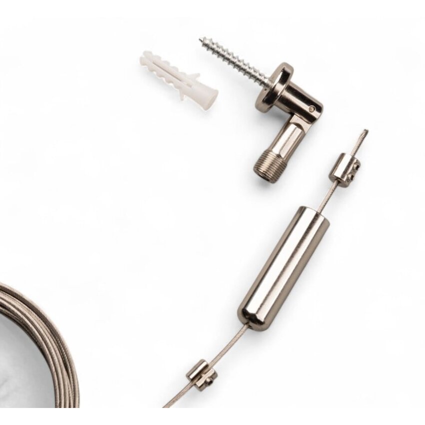 Steel cable curtain suspension system white