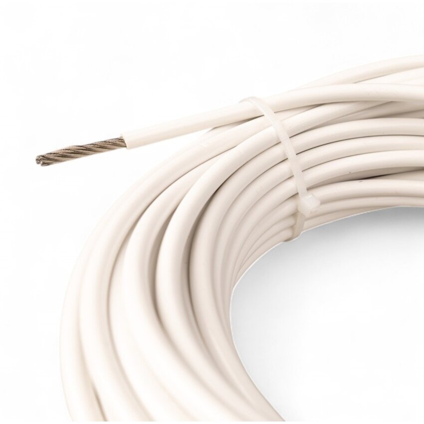 stainless Wasline white pvc coated 3/5 mm x 20 meter