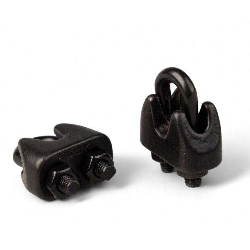 Black Wire Rope Clips Stainless 3mm with nuts
