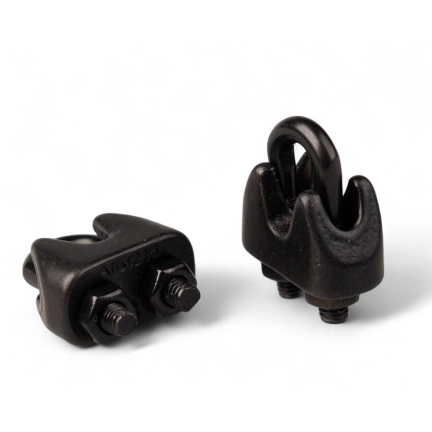 Schwarze Drahtseilklem Edelstahl Niro rostfrei 3mm Mit Muttern