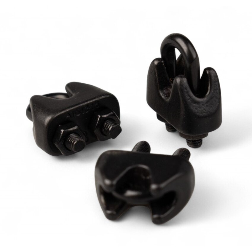 Schwarze Drahtseilklem Edelstahl Niro rostfrei 3mm Mit Muttern