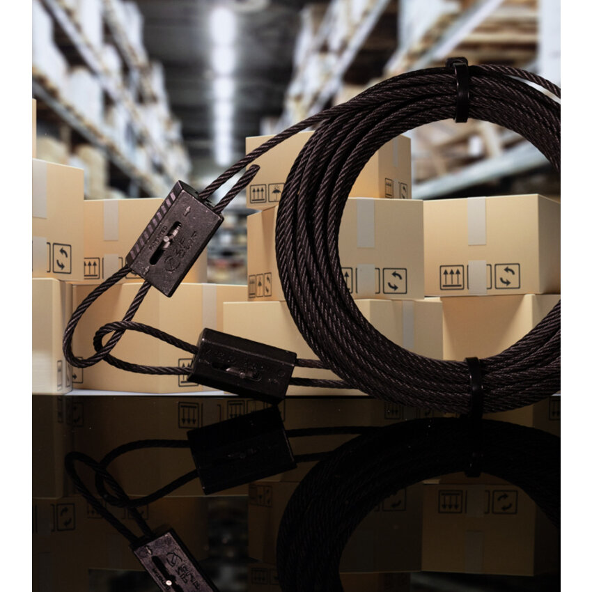 Paket Zip-Clip Schwarzes Stahlseil 1.2mm und 10 Meter mit Zip-Clip Rize automatischem Kabelgreifern für 1.2mm.