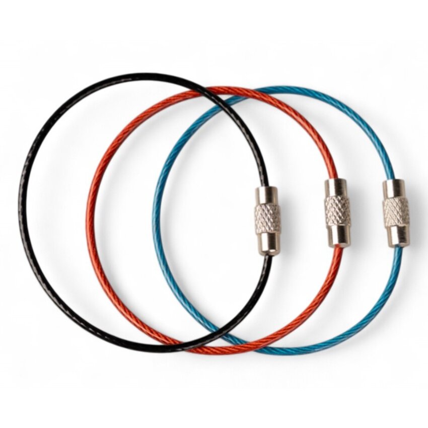 Staaldraad 150 mm 'armband' Staaldraad sleutelring Rood