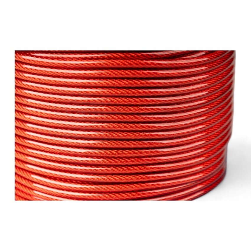 Drahtseile 3/5 mm Rot PVC-ummantelt 100 meter auf Rolle Transparant