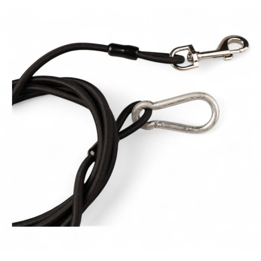 Fitness elastic 6mm - carabiner 7x70 and cliphook - pressed aluminium bushings