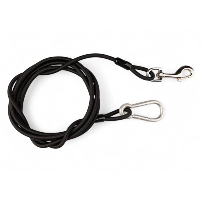 Fitness elastic 6mm - carabiner 7x70 and cliphook - pressed aluminium bushings