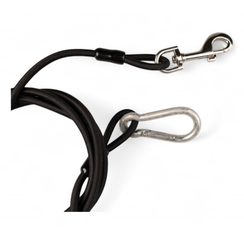 Fitness elastic 6mm - carabiner 7x70 and cliphook - pressed aluminium bushings