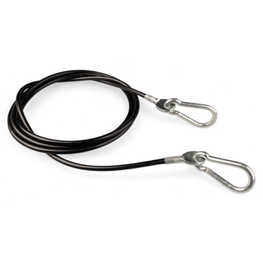 Fitness Steel cable 4/6mm black with pull eye and snap hooks 7x70
