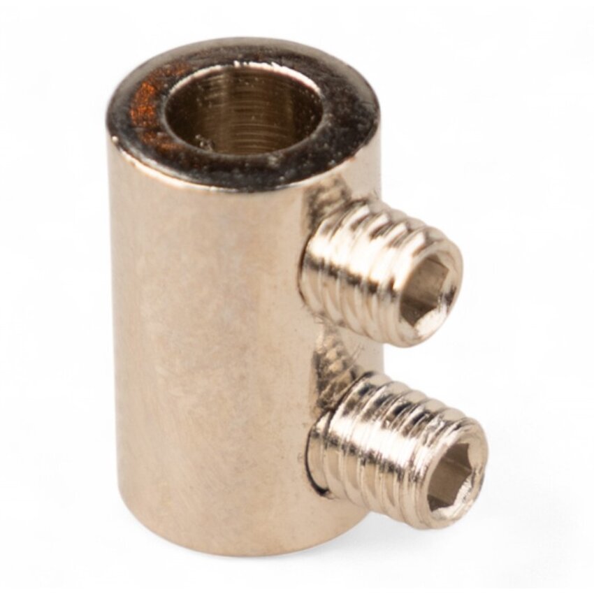 Draadstop 1 en 1.5mm  messing verchroomd met dubbele inbusbout