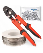 Package of Thin Steel Cable and Wire Clamps Stainless Steel 100m Plus Crimping Tool/Wire Cutter