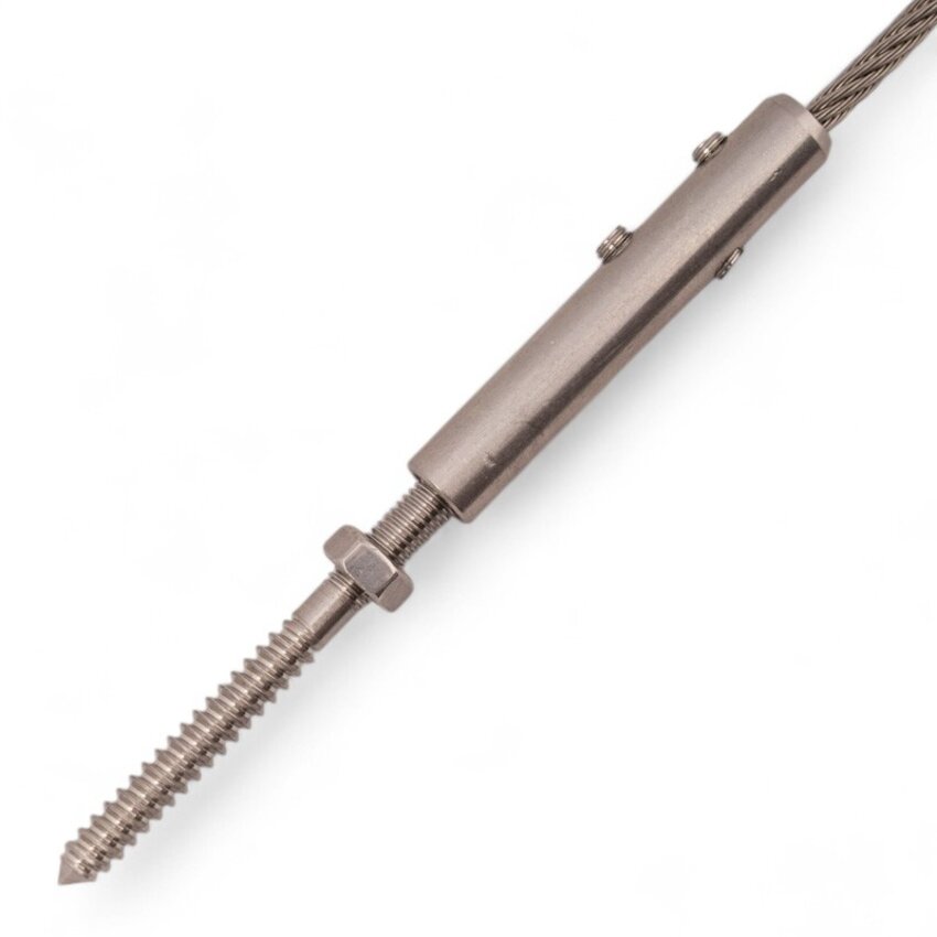 Rvs hekwerkset hout voor het spannen van 4mm staalkabel railing