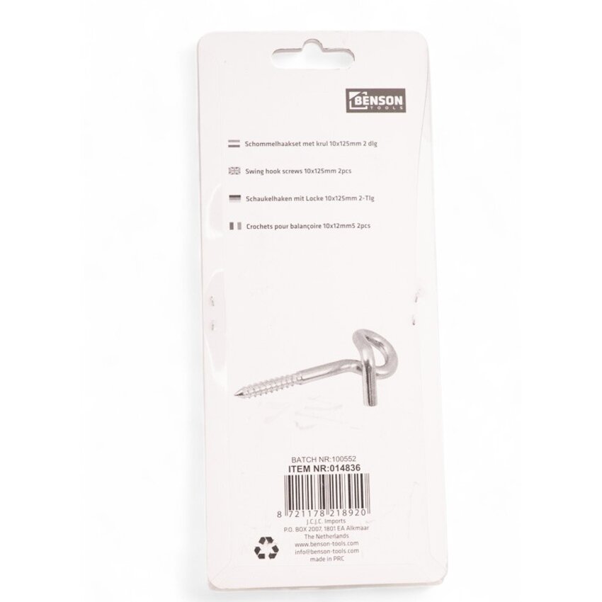 Swing hook set with curl 10x125mm 2 pcs