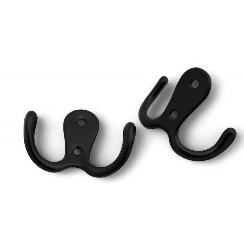 3 Pieces Double Coat Hooks Black – Double Hole – High-Quality Finish