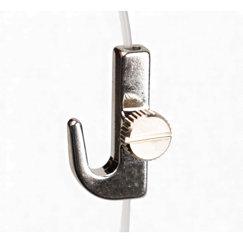 Metall-Bilderhaken mit Stellschraube für präzise Höhenverstellung an Galeriesystemen