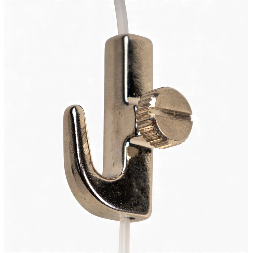 Metall-Bilderhaken mit Stellschraube für präzise Höhenverstellung an Galeriesystemen