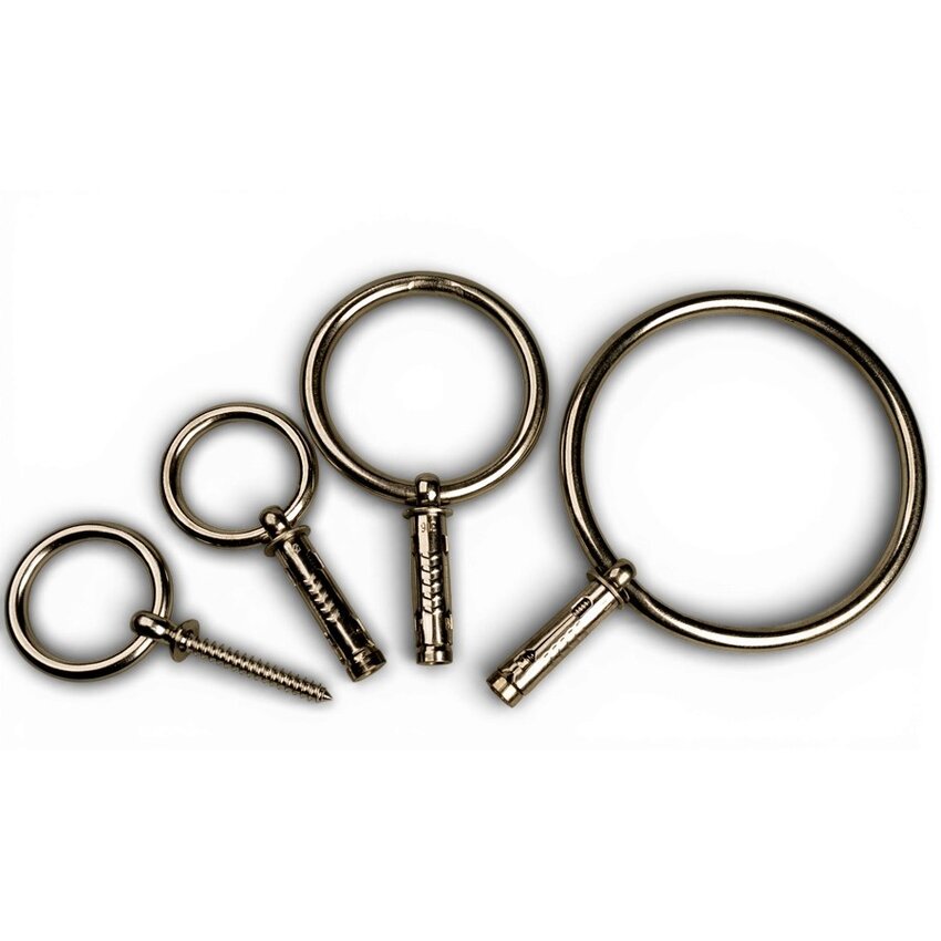 Rvs Muuranker met schroefdraad voor het bevestigen van kettingen of kabelsloten in beton of hout