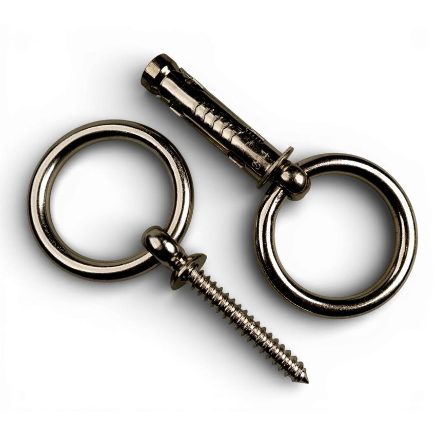 Stainless steel wall anchor with threaded rod for securing chains or cable locks in concrete or wood