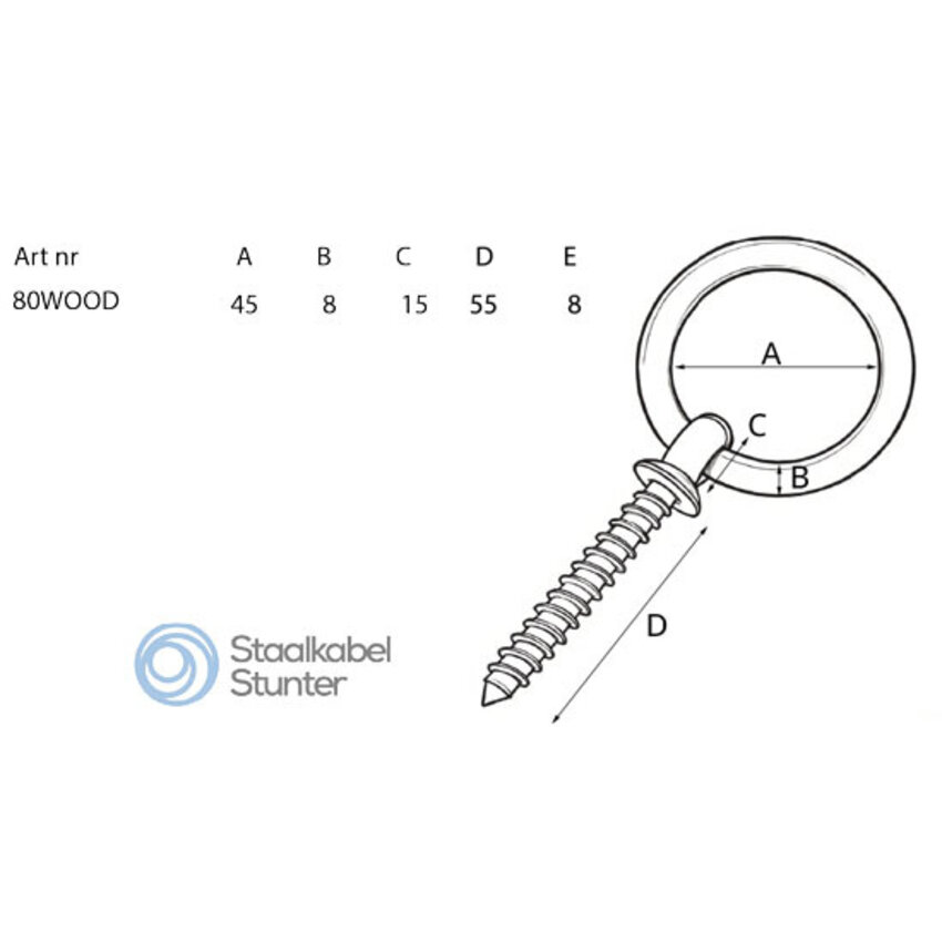 Stainless steel wall anchor with threaded rod for securing chains or cable locks in concrete or wood