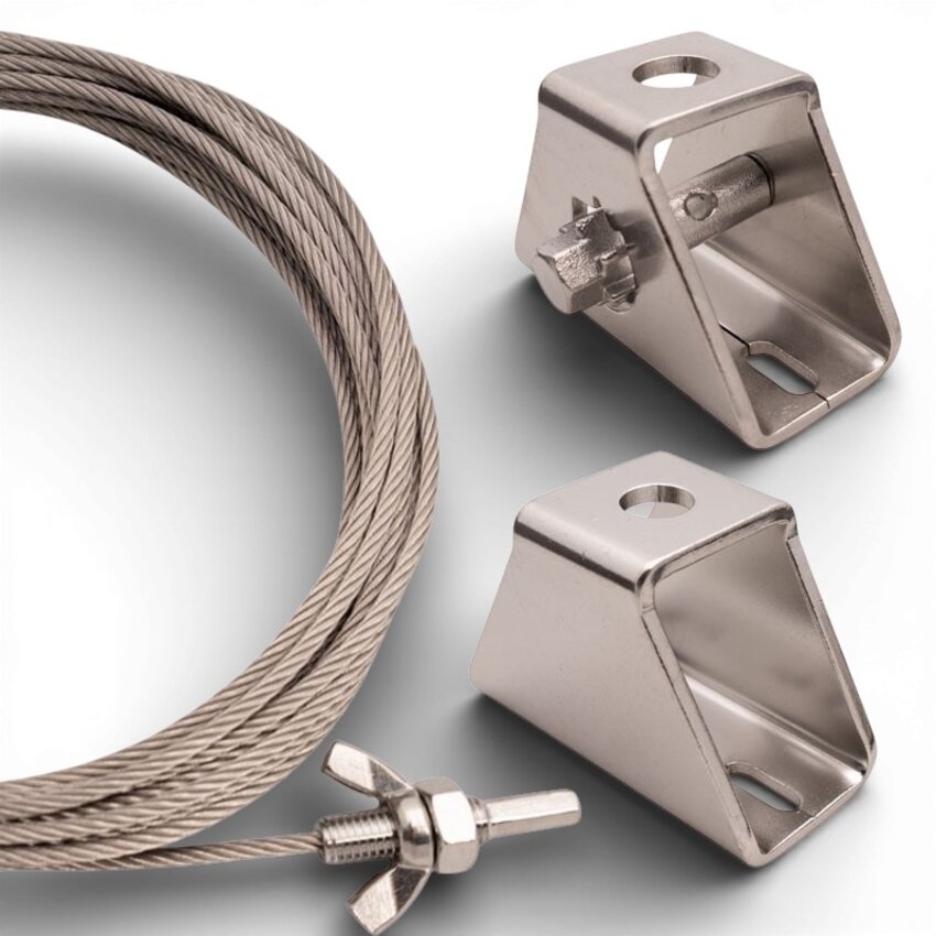 Stainless steel wire rope bracket tensioner set with 3 mm × 6 m steel cable