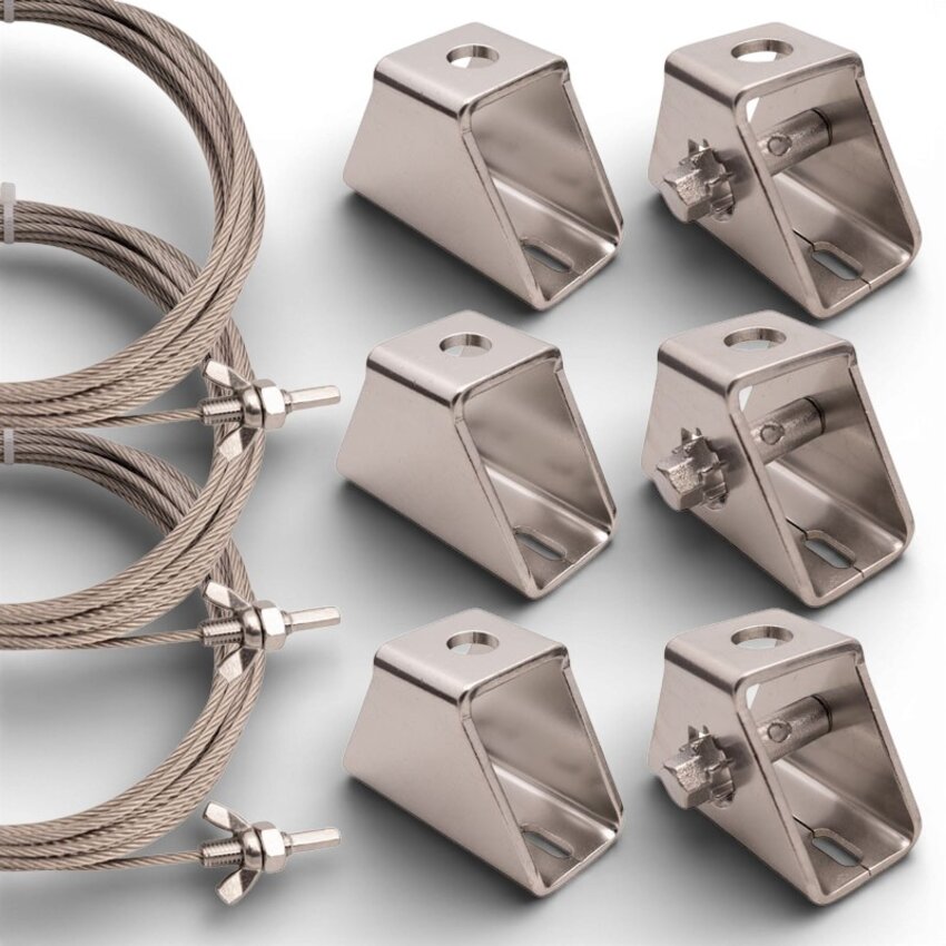 Edelstahl-Kabelspannpaket 9-teilig – Edelstahl 316, komplettes Spannset für den Außenbereich und Harmonika-Sonnensegel