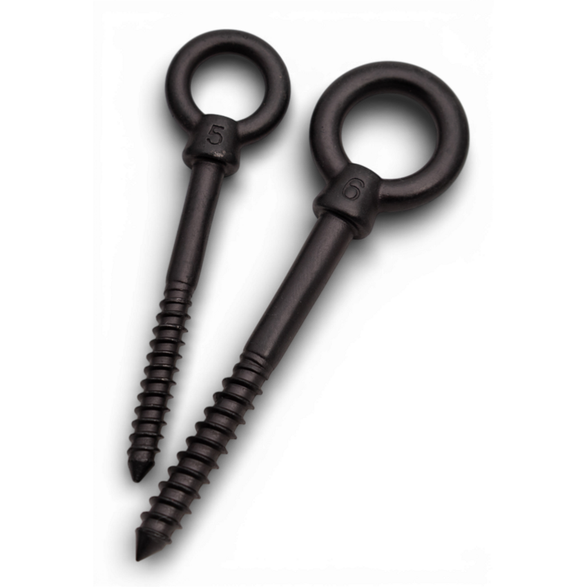 Screw Eye 6x60 Stainless Steel 316 Black with Wood Thread – corrosion resistant for outdoor use and garden structures