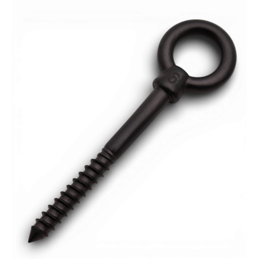 Screw Eye 6x60 Stainless Steel 316 Black with Wood Thread – corrosion resistant for outdoor use and garden structures