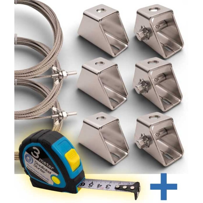 RVS kabelspanpakket 9-delig –  RVS 316, compleet  spanset voor buitengebruik en harmonica schaduwdoek