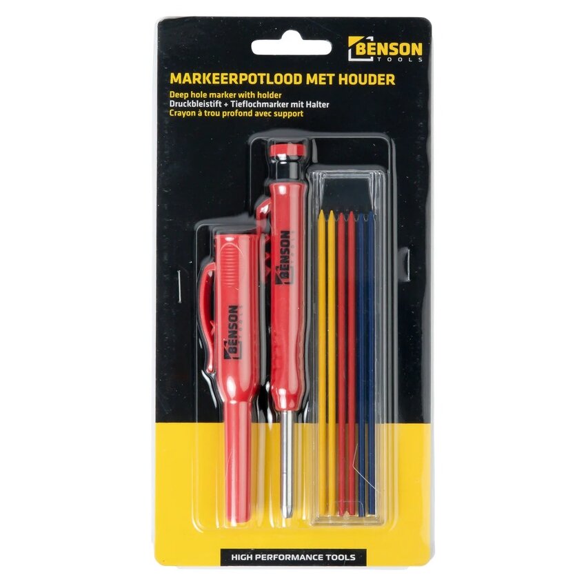 Deep hole marker 4 cm – 2.8 mm marking pencil with colored refills (red, yellow, blue) + 6 refills