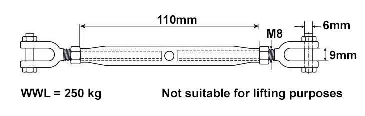 Spanschroef M8 DIN 1478 verzinkt gaffel gaffel