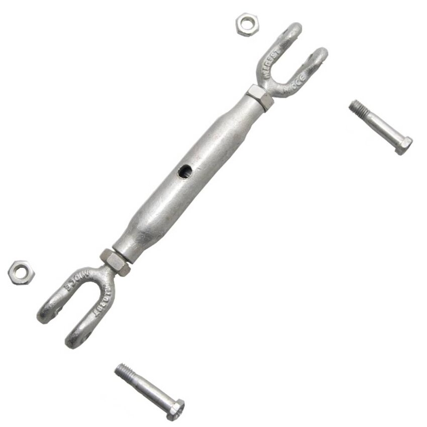 Turnbuckle M12 DIN 1478 galvanized – jaw/jaw wire tensioner for wire rope