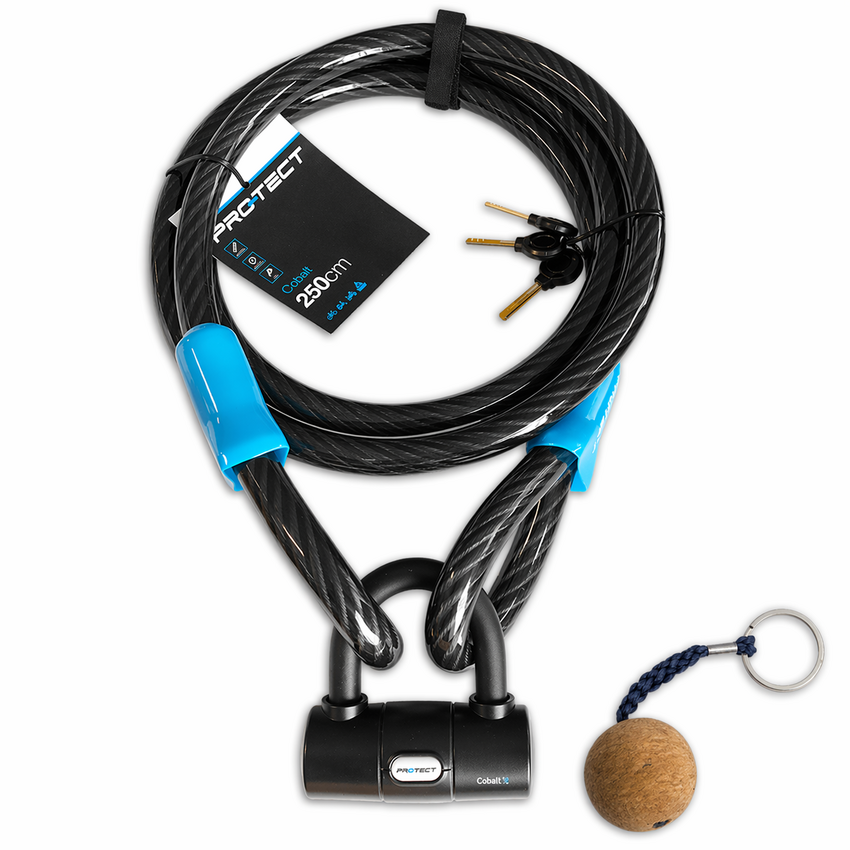 Kabelslot Art & VBV gekeurd 2.5 meter lang - met beugel Cobalt