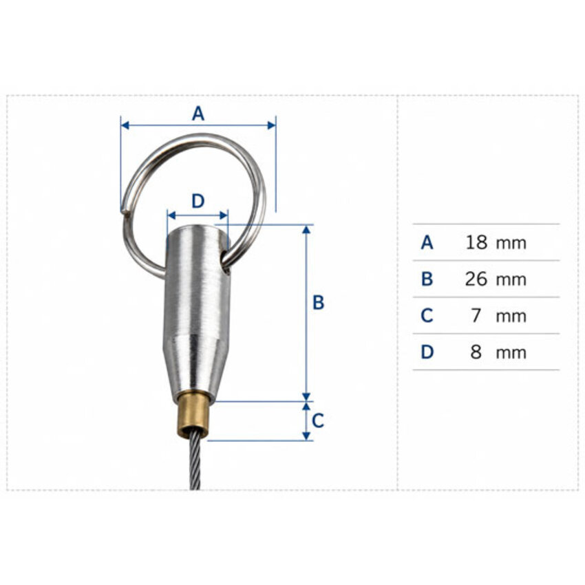 Kabelgripper mit Schlüsselring für 1 bis 1,5 mm Drahtseil – Verstellbares Aufhängesystem für Displays und LED-Beleuchtung