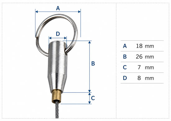Dimensions cable gripper with key ring