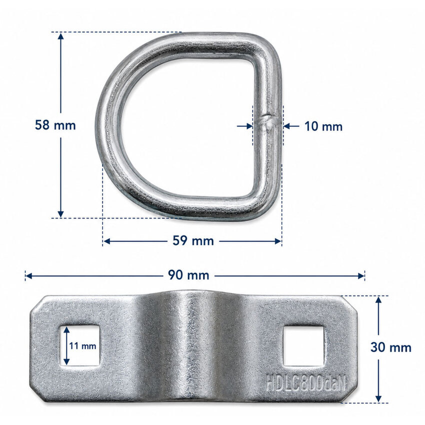 Heavy Duty Galvanized Lashing Ring with Back Plate for Trailer Loading Floor and Ratchet Strap Fixing M10 800 kg