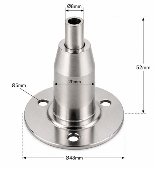 Dimensions chart steel cable holder up to 5 mm