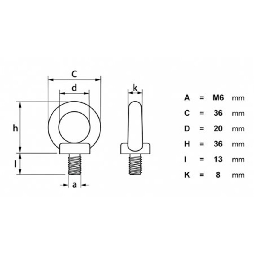Eye Bolt M6 Stainless Steel A4 – DIN 580 Ring Bolt for Indoor and Outdoor Use