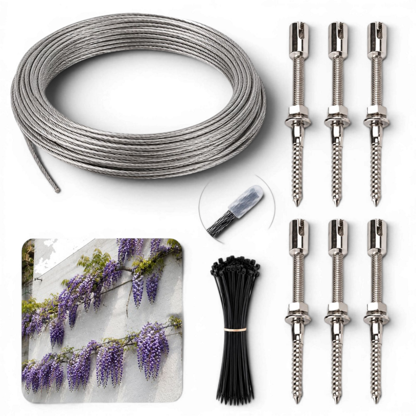 Blauwe Regen Wisteria geleiden Klimhulp kruisschroef Rvs Trellis 4mm Pakket