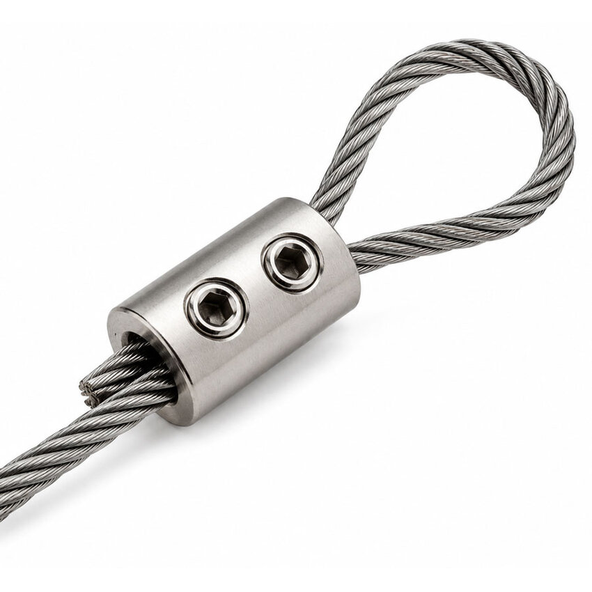 Draadstop 2mm  messing verchroomd met dubbele inbusbout