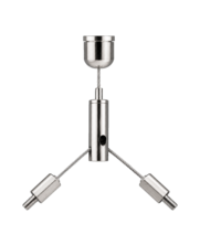 Y-vormig kabel ophangsysteem M4 van verchroomd messing met 1.2 mm RVS staalkabel – verstelbare plafondophanging voor verlichting, displays en signage