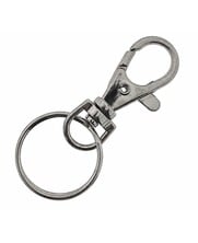 Karabijnhaak met Draaibare Wartel en Sleutelring 25 mm – Metalen Musketonhaak Zilver voor Sleutelhangers, Tassen en DIY