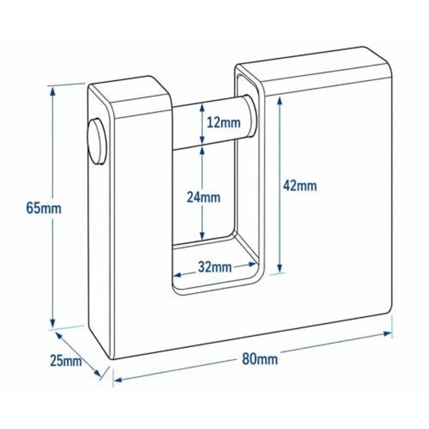 Armoured Block Lock 80mm Keyalike