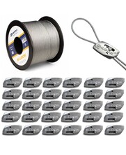 30x Automatische Drahtklemme und 50 Meter 1,5mm Stahlseil Paket - Classic