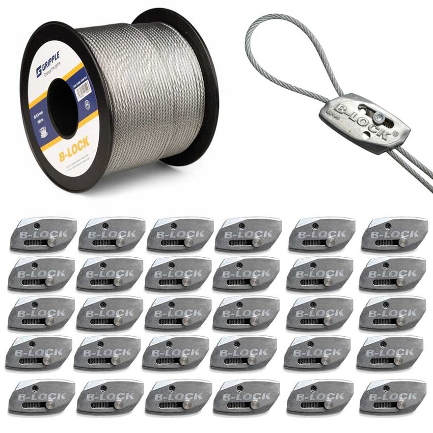30x Automatische draadklem en 50 meter 1.5mm staalkabel Pakket - Classic Op=Op