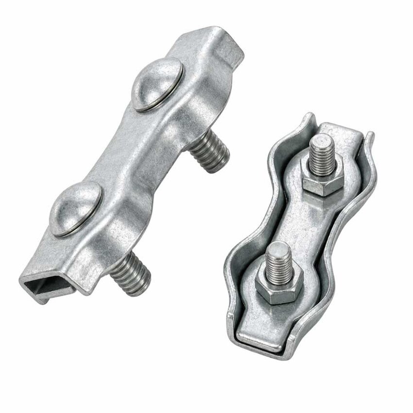 Duplex Drahtseilklemme 8mm verzinkt – Doppelte Plattenklemme mit 2 Schrauben